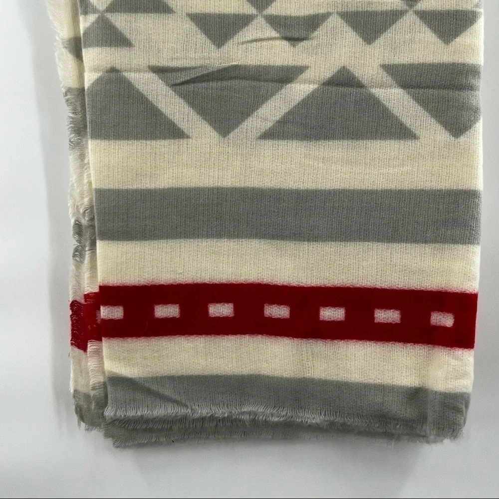 Le Luxe striped scarf acrylic cream black red